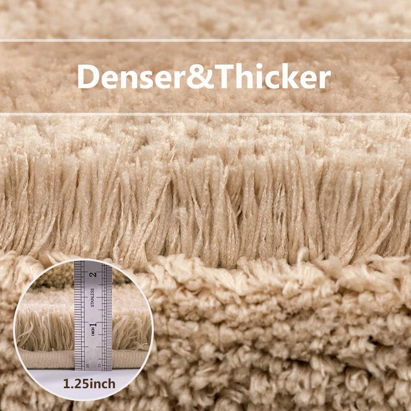 VANZAVANZU Bath Mats Non Slip Ultra Soft Absorbant Microfiber Fluffy Thick Bathroom Rugs Machine Washable (24"x36", Beige) - Image 3